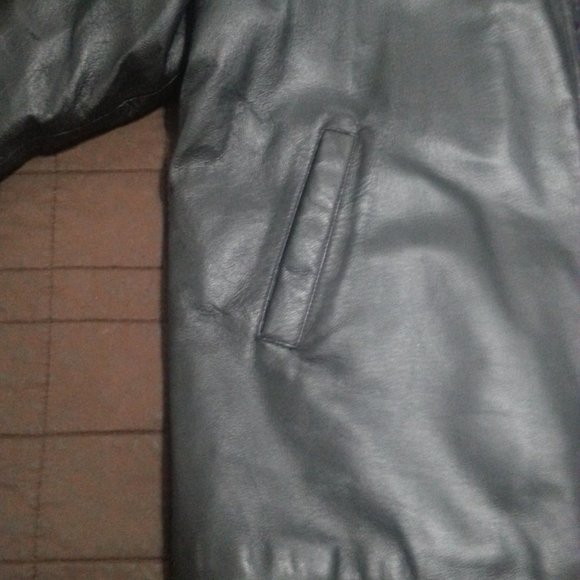 Vintage Leather Jacket Men's XL Black Motorcycle Biker Bomber Aviator - Picture 6 of 13